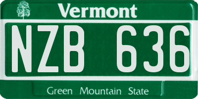 VT license plate NZB636
