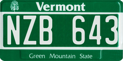 VT license plate NZB643