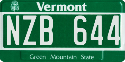 VT license plate NZB644