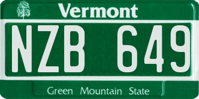VT license plate NZB649