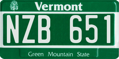 VT license plate NZB651