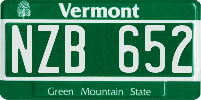 VT license plate NZB652