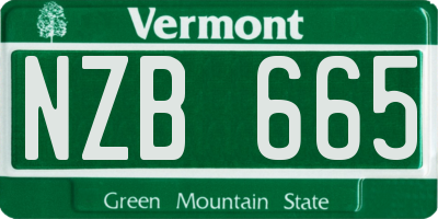 VT license plate NZB665