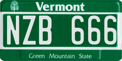 VT license plate NZB666