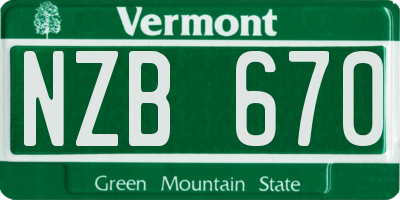 VT license plate NZB670