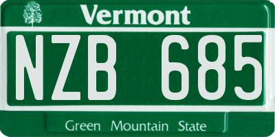 VT license plate NZB685