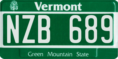 VT license plate NZB689