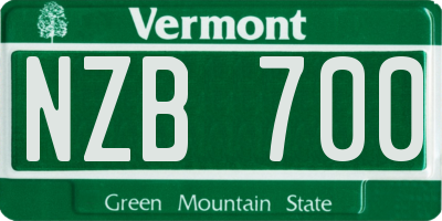 VT license plate NZB700