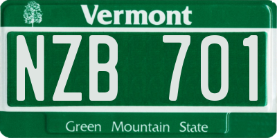 VT license plate NZB701