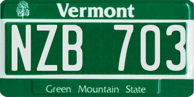 VT license plate NZB703