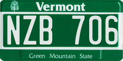 VT license plate NZB706