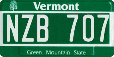 VT license plate NZB707