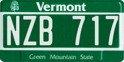 VT license plate NZB717