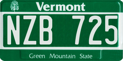 VT license plate NZB725