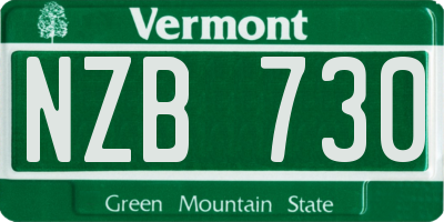 VT license plate NZB730