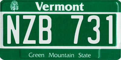 VT license plate NZB731