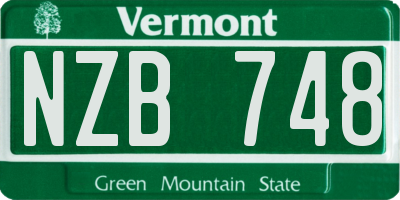VT license plate NZB748