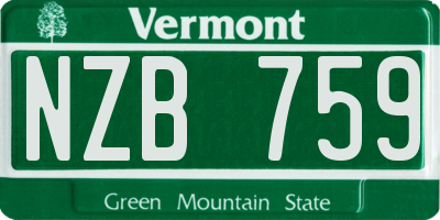 VT license plate NZB759