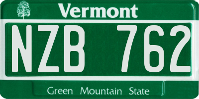 VT license plate NZB762
