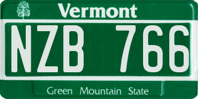 VT license plate NZB766
