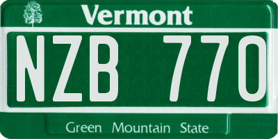 VT license plate NZB770