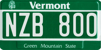VT license plate NZB800