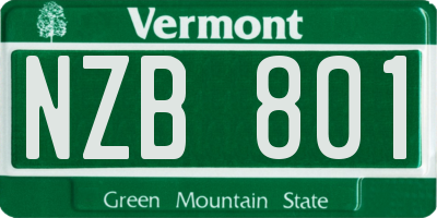 VT license plate NZB801