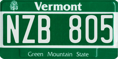VT license plate NZB805