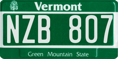VT license plate NZB807
