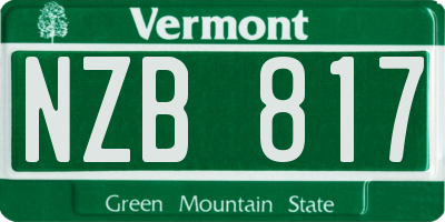 VT license plate NZB817