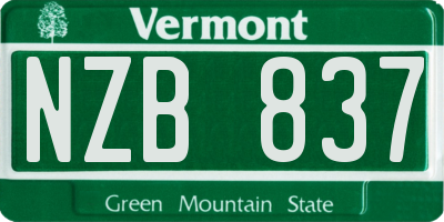 VT license plate NZB837