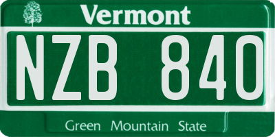VT license plate NZB840