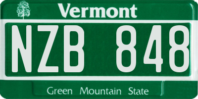 VT license plate NZB848