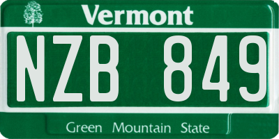 VT license plate NZB849