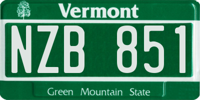 VT license plate NZB851