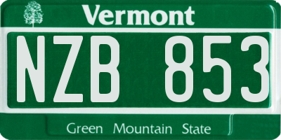 VT license plate NZB853