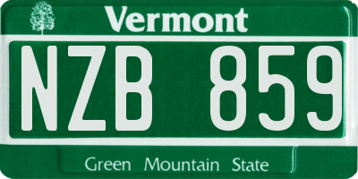 VT license plate NZB859