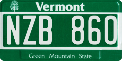 VT license plate NZB860