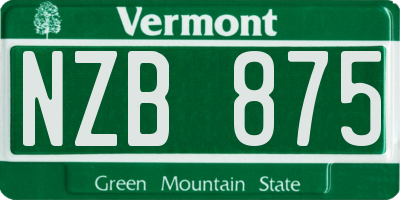 VT license plate NZB875