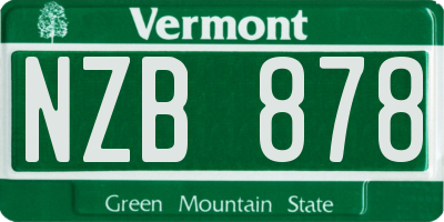 VT license plate NZB878