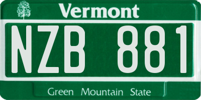 VT license plate NZB881