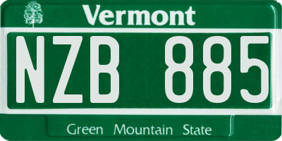 VT license plate NZB885