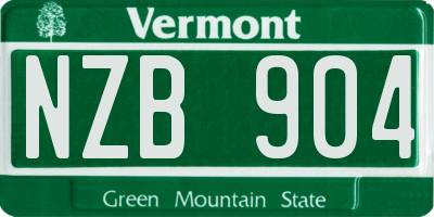 VT license plate NZB904