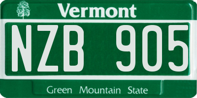 VT license plate NZB905