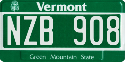 VT license plate NZB908