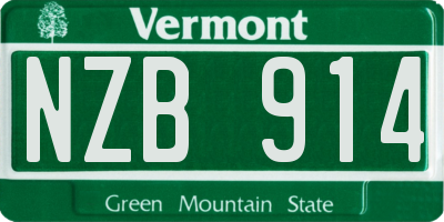 VT license plate NZB914