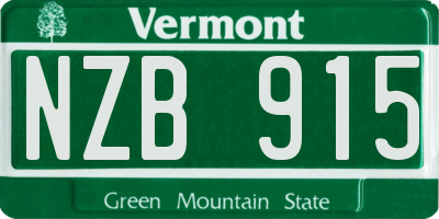 VT license plate NZB915