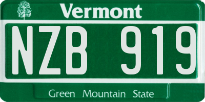 VT license plate NZB919