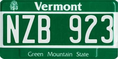VT license plate NZB923