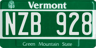 VT license plate NZB928